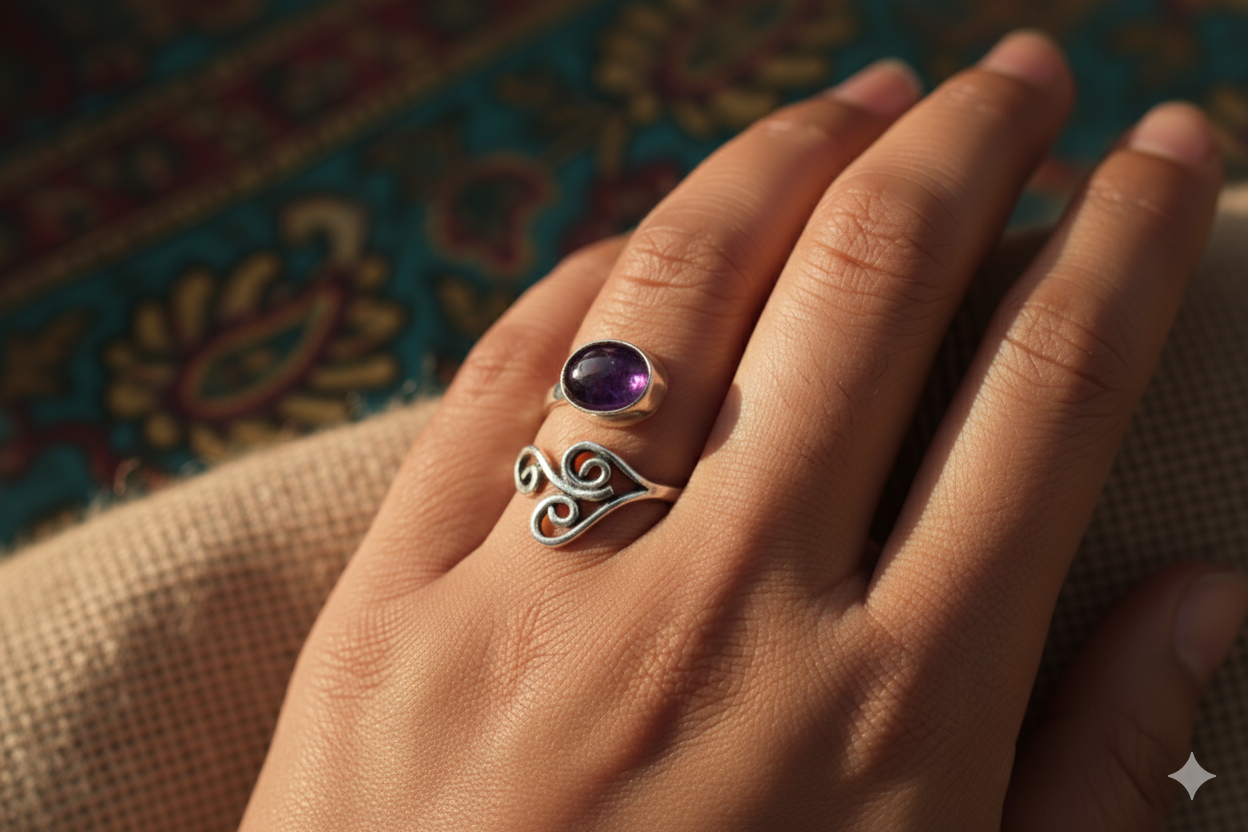 Amethyst Spiral Ring