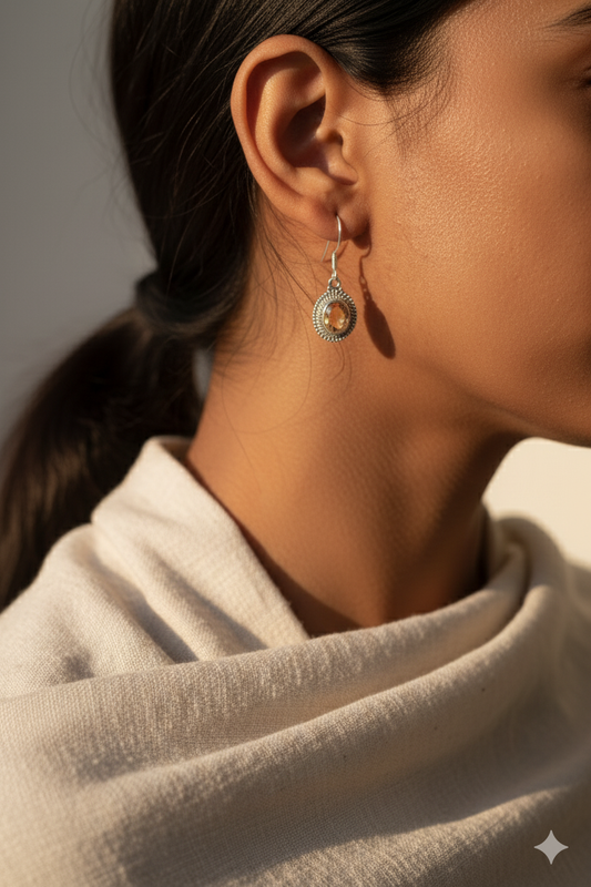 Golden Crown Artisan Citrine Earrings