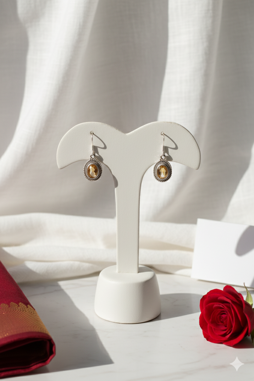 Golden Crown Artisan Citrine Earrings