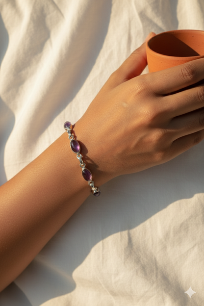 Lavender Moonlight Bracelet: Natural Amethyst Sterling Silver Bracelet