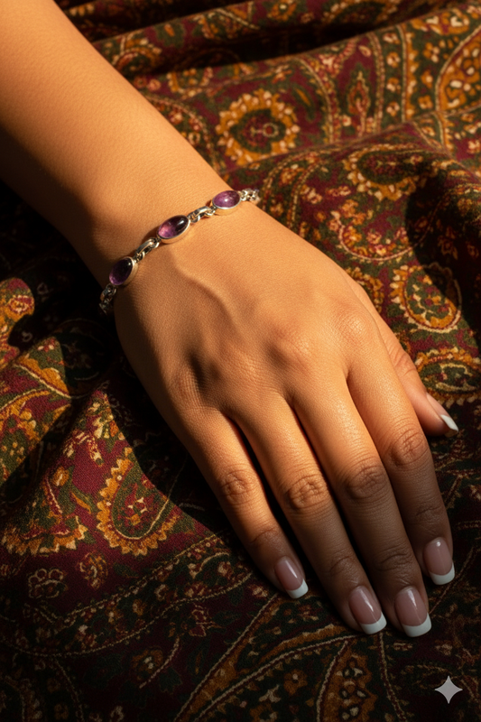 Lavender Moonlight Bracelet: Natural Amethyst Sterling Silver Bracelet
